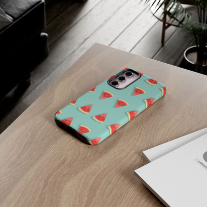 Watermelon Phone Case – Pastel Blue Summer Fruit Tough Case (iPhone, Samsung, Pixel)