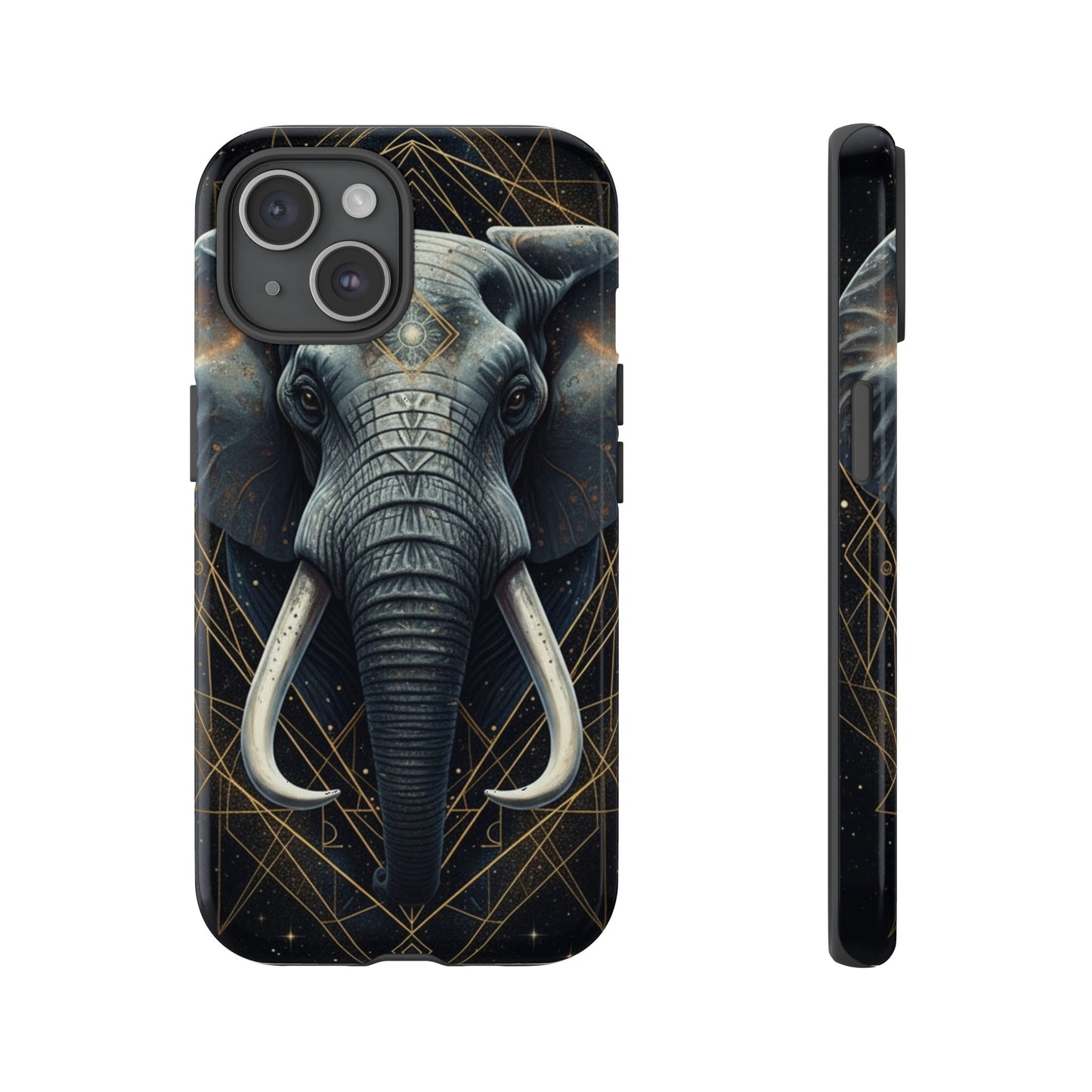 Elephant Mandala Phone Case – Black and Gold Spiritual Elephant Tough Protective Case