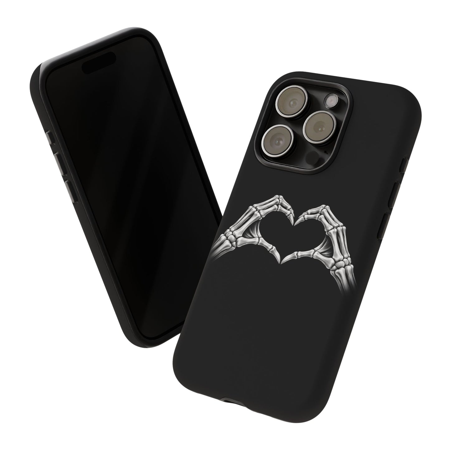 Skeleton Hands Heart Phone Case | Gothic Black Protective Cover