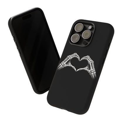 Skeleton Hands Heart Phone Case | Gothic Black Protective Cover