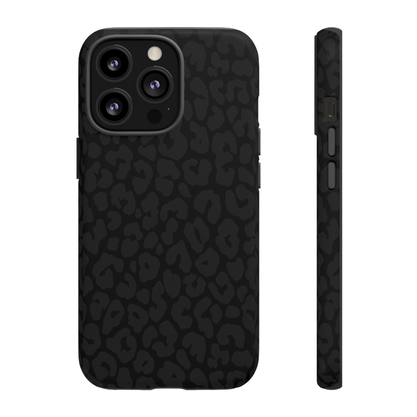 Black Leopard Phone Case | Black on Black Leopard Print Tough iPhone & Samsung Case | Matte or Glossy Protective Cover