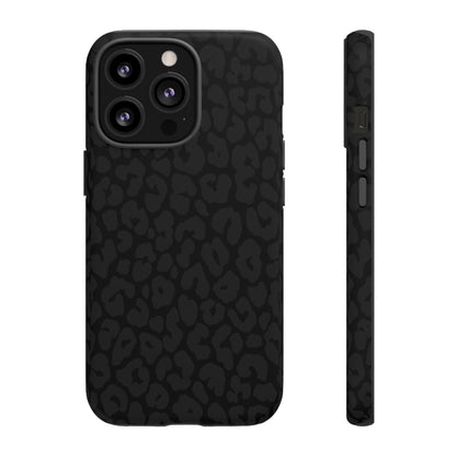 Black Leopard Phone Case | Black on Black Leopard Print Tough iPhone & Samsung Case | Matte or Glossy Protective Cover