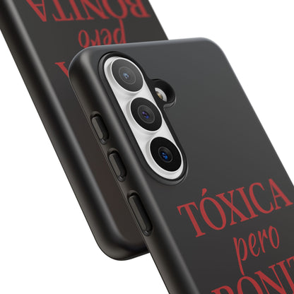 Toxica Pero Bonita Phone Case, Latina Quote Case, Red Lips Aesthetic, Spanish Saying Case, Trendy Tough Cover
