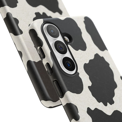 Black & White Cow Print Phone Case | Western Aesthetic iPhone & Samsung Tough Case
