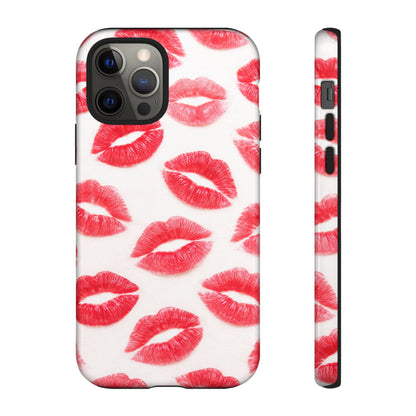 Red Lipstick Kiss Phone Case – Sexy Lip Print Pattern Tough Protective Cover