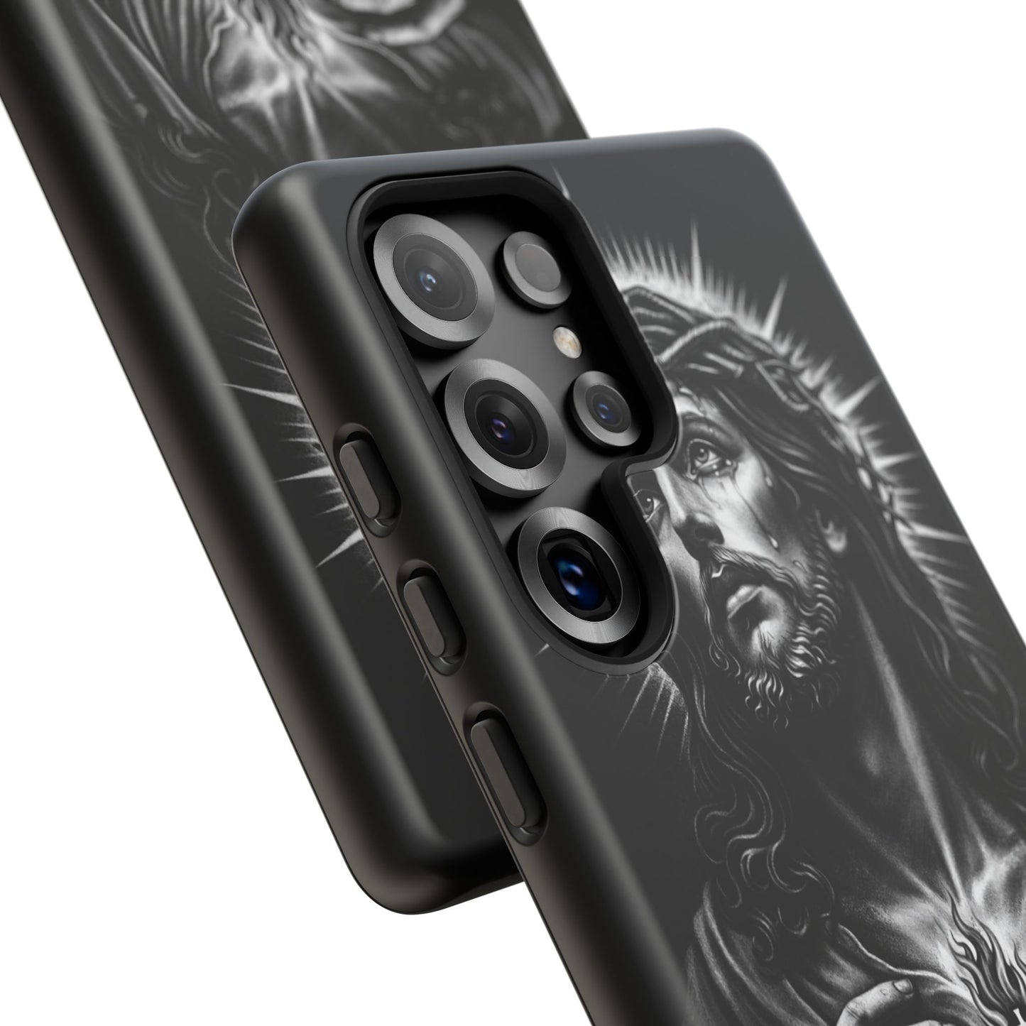 Jesus Sacred Heart Phone Case Black White Christian Faith Aesthetic