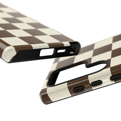 Mocha Checkerboard Phone Case | Neutral Aesthetic Tough Case