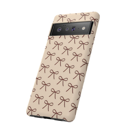 Coquette Bow Phone Case | Neutral Beige Aesthetic iPhone & Samsung Tough Case