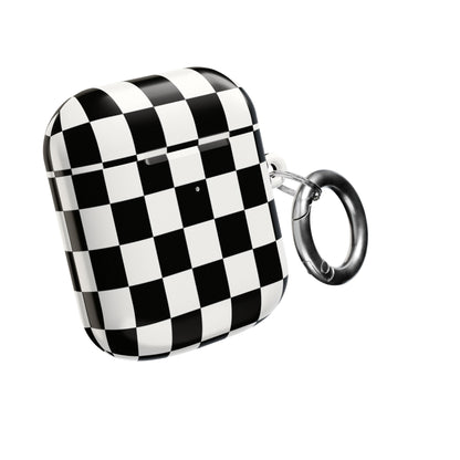 Checkerboard AirPod Case – Black & White Retro Pattern