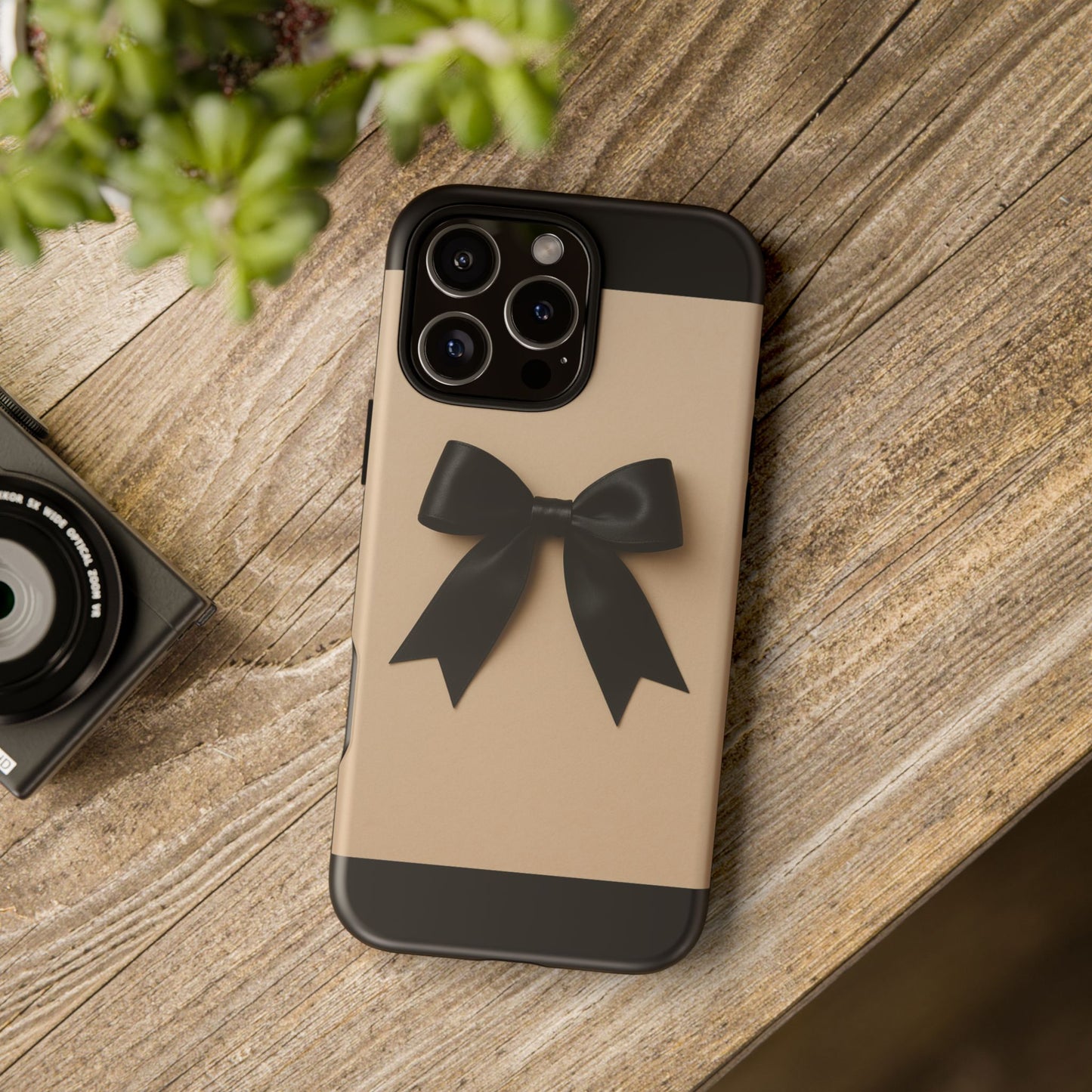 Black Bow Phone Case | Elegant Coquette Bow Design | Chic Neutral Tough Case for iPhone & Samsung