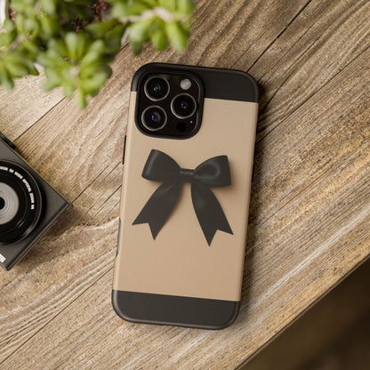 Black Bow Phone Case | Elegant Coquette Bow Design | Chic Neutral Tough Case for iPhone & Samsung