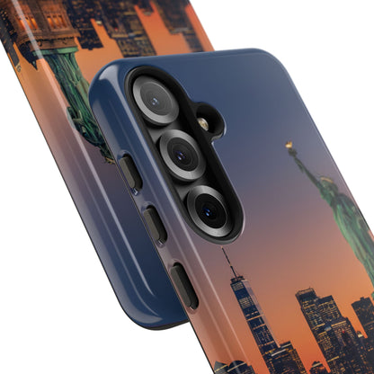 Statue of Liberty Sunset Phone Case – New York City Skyline Travel Aesthetic Tough Case