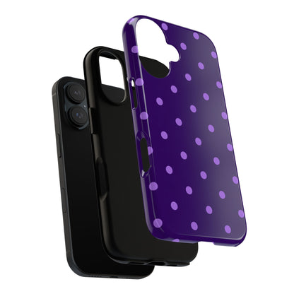 Purple Polka Dot Tough Phone Case – Cute Stylish Durable Protective Cover for Iphone, Samsung Galaxy and Pixel