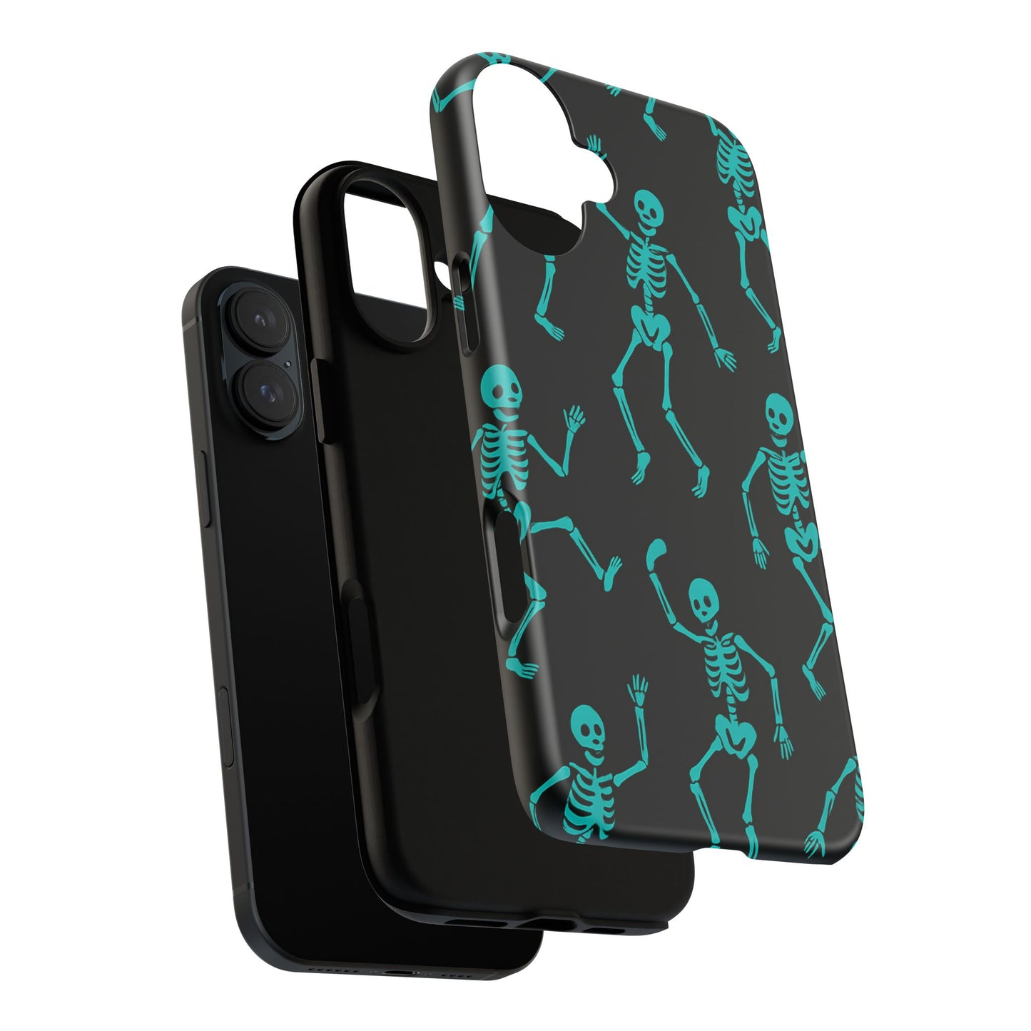 Dancing Teal Skeletons Phone Case | Tough Protective Case for Iphone, Samsung Galaxy and Pixel