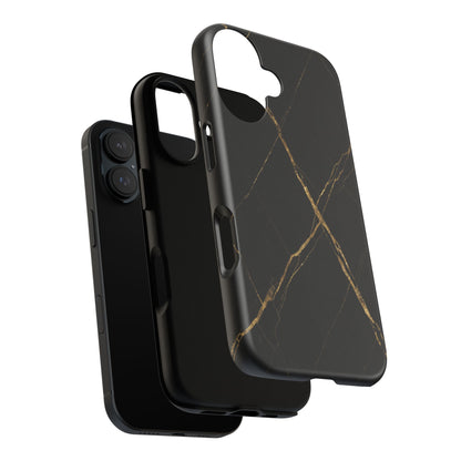 Black Marble Phone Case with Gold Veins – Luxury Minimal Aesthetic Tough Case