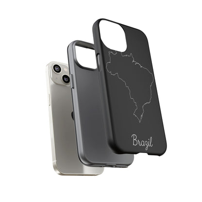 Brazil Outline Phone Case – Minimal Country Map Tough Case (iPhone, Samsung, Pixel)
