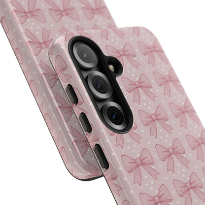Pink Bow Pattern Phone Case – Soft Coquette Aesthetic Tough Case