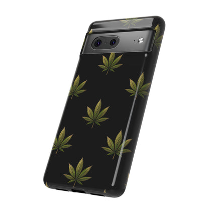 Cannabis Leaf Phone Case Green Weed Leaf Pattern Tough Protective Cover