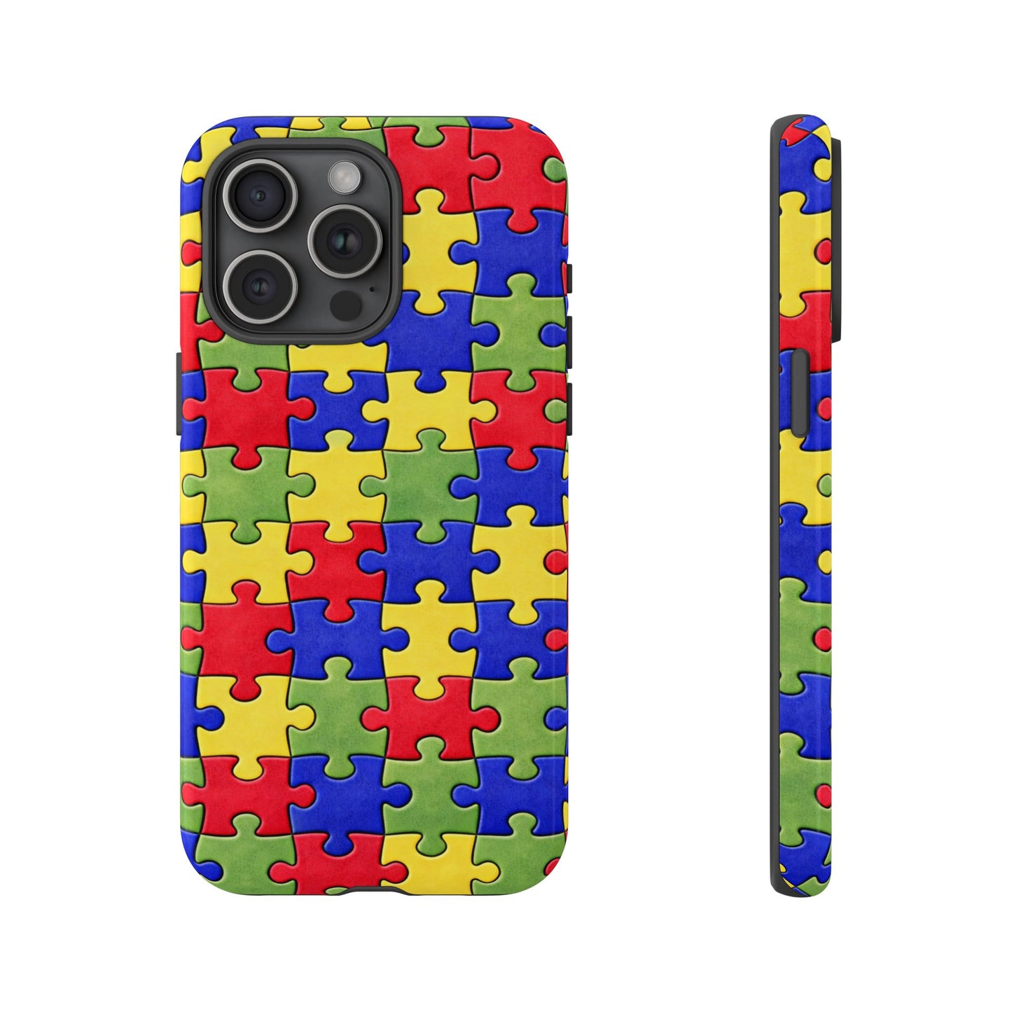 Colorful Puzzle Phone Case, Autism Awareness Jigsaw Design, Tough Protective Case, iPhone & Samsung Case, Vibrant Puzzle Pattern
