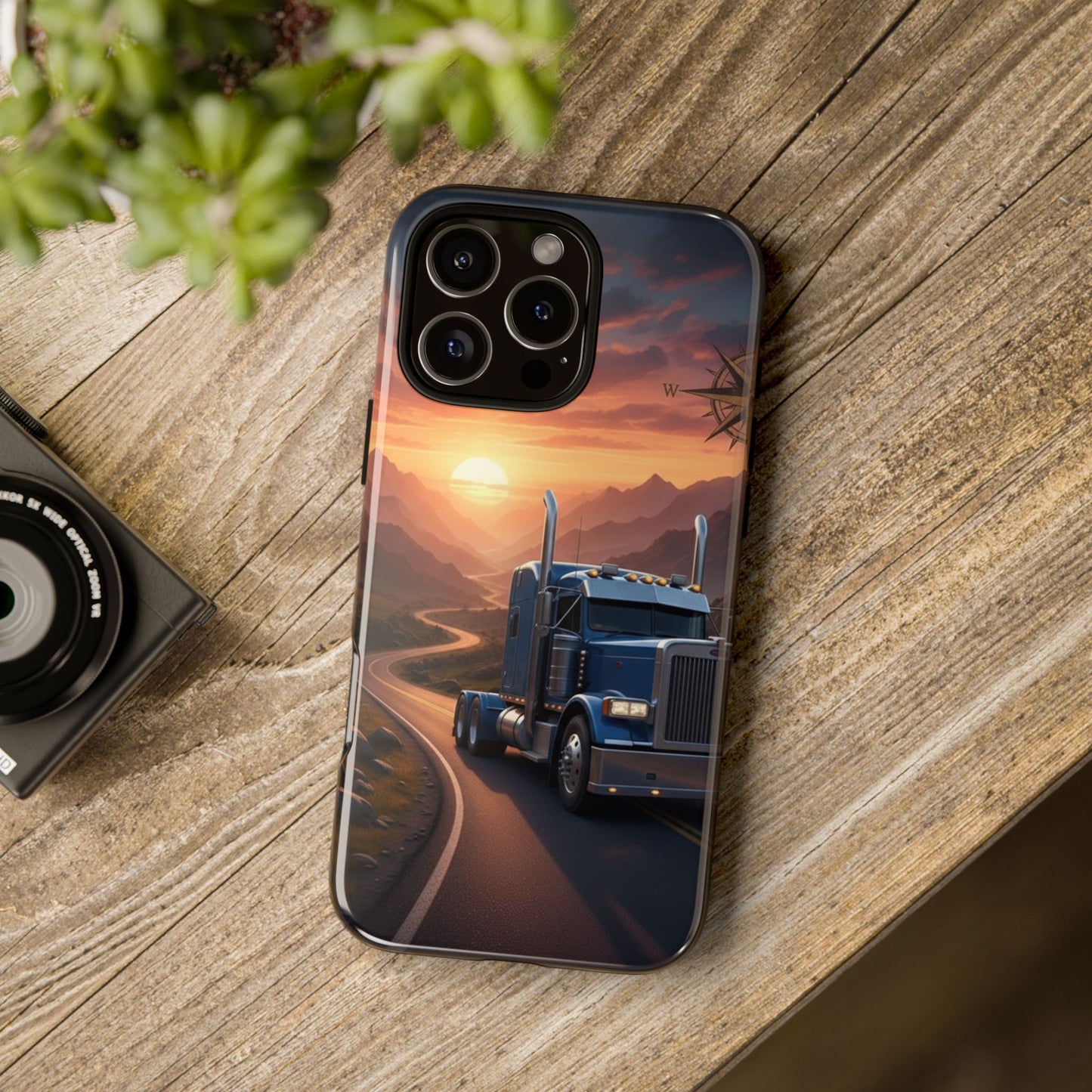 Semi Truck Sunset Phone Case | Trucker Gift | Diesel Truck Highway Road iPhone & Samsung Tough Protective Case
