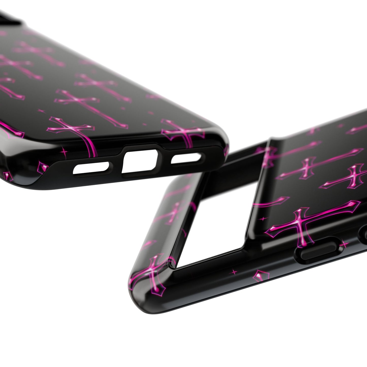 Neon Pink Cross Pattern Phone Case | Tough Protective Case for Iphone, Samsung Galaxy and Pixel