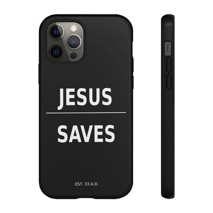 Jesus Saves Phone Case Christian Religious Minimalist Black Tough Cover