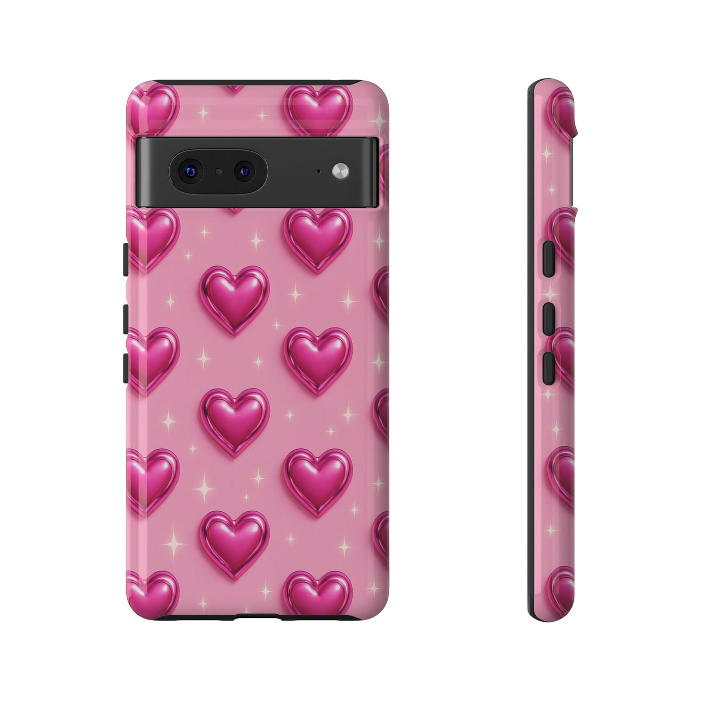 Pink Heart Pattern Phone Case | Tough Protective Case for Iphone, Samsung Galaxy and Pixel
