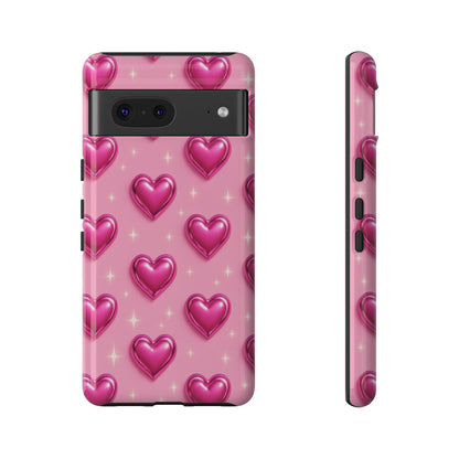 Pink Heart Pattern Phone Case | Tough Protective Case for Iphone, Samsung Galaxy and Pixel