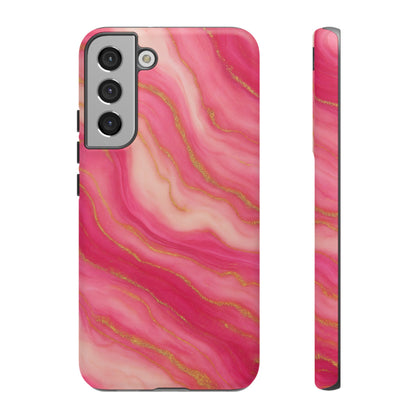 Pink Marble Phone Case | Rose Gold Swirl Aesthetic Tough Protective Case