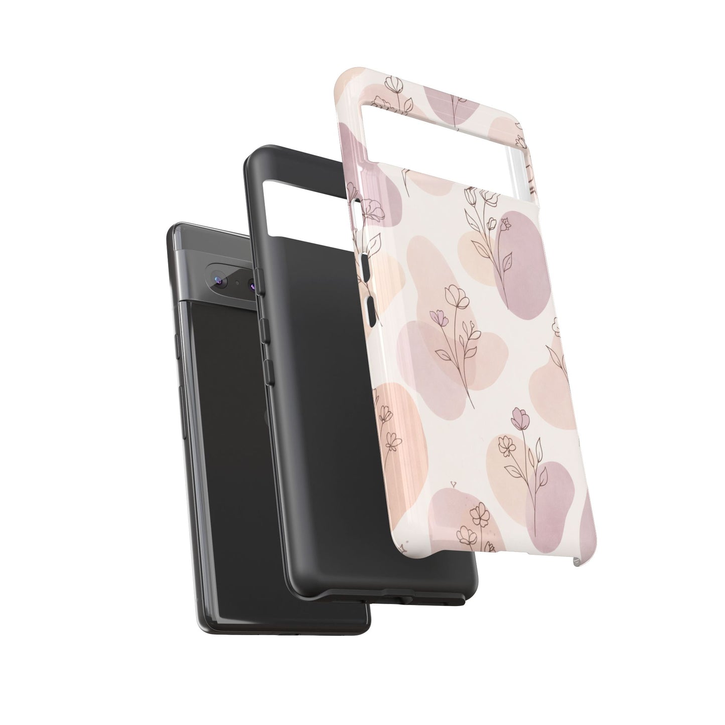 Blush Floral Phone Case Neutral Botanical Watercolor Tough Cover