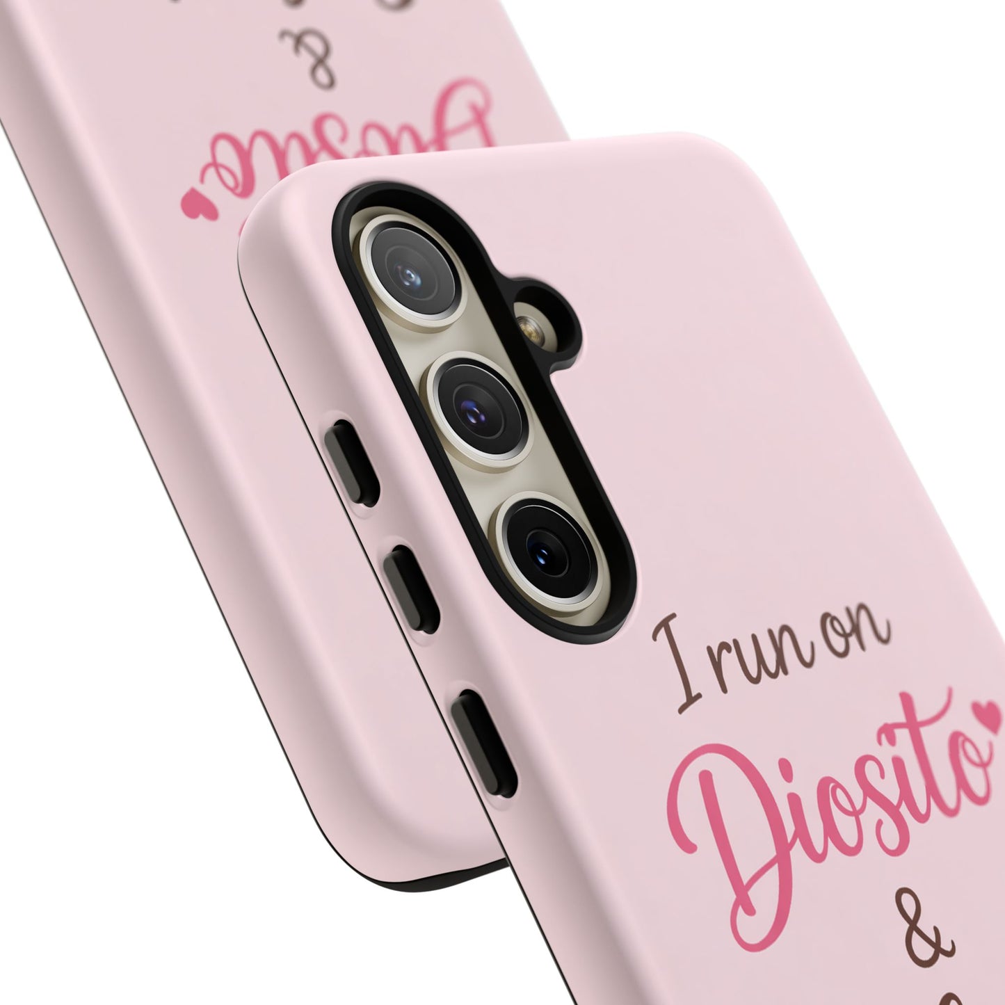 I Run on Diosito y Cafecito Phone Case, Pink Aesthetic Latina Faith Coffee Case, Girly Protective iPhone Samsung Cover