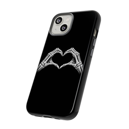 Skeleton Hands Heart Phone Case | Gothic Black Protective Cover