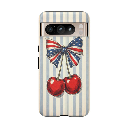 Patriotic Cherry Phone Case Americana Coquette Aesthetic iPhone Samsung