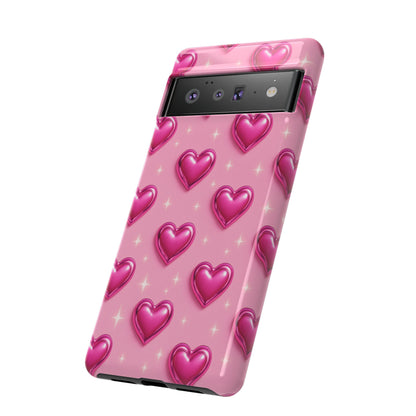 Pink Heart Pattern Phone Case | Tough Protective Case for Iphone, Samsung Galaxy and Pixel