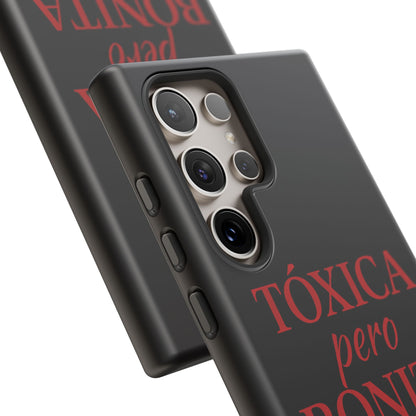 Toxica Pero Bonita Phone Case, Latina Quote Case, Red Lips Aesthetic, Spanish Saying Case, Trendy Tough Cover
