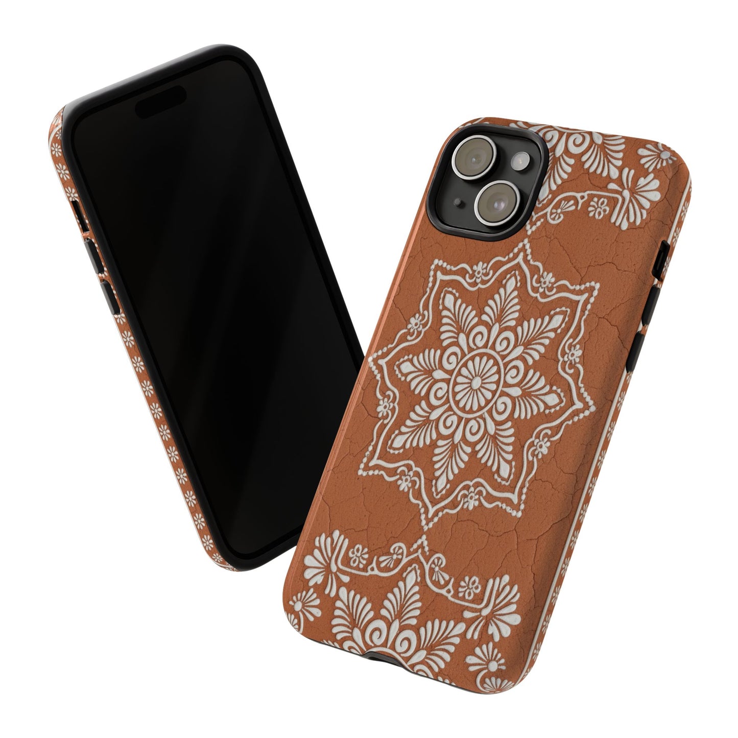 Talavera Terracotta Phone Case | Mexican Floral Pattern iPhone & Samsung Tough Case | Boho Clay Aesthetic Cover