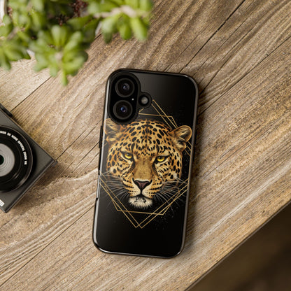 Leopard Phone Case – Black Gold Leopard Head Luxury Animal Tough Case