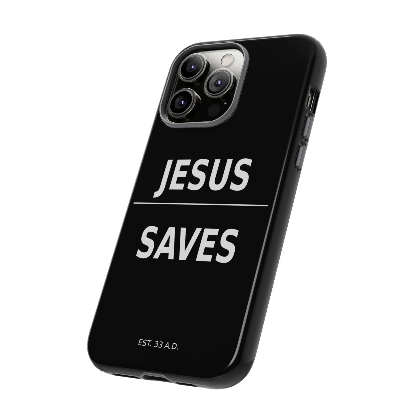 Jesus Saves Phone Case Christian Religious Minimalist Black Tough Cover