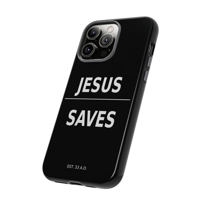 Jesus Saves Phone Case Christian Religious Minimalist Black Tough Cover