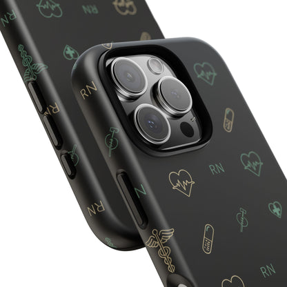 RN Nurse Phone Case – Minimal Medical Icon Pattern Healthcare Worker Tough Case