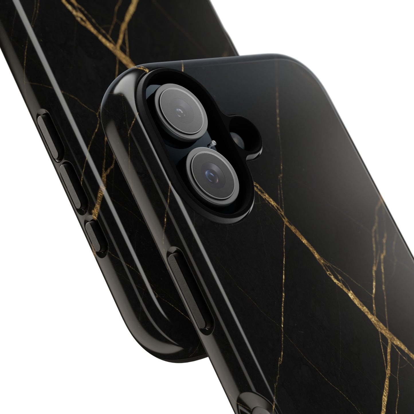 Black Marble Phone Case with Gold Veins | Minimal Luxury Tough Case