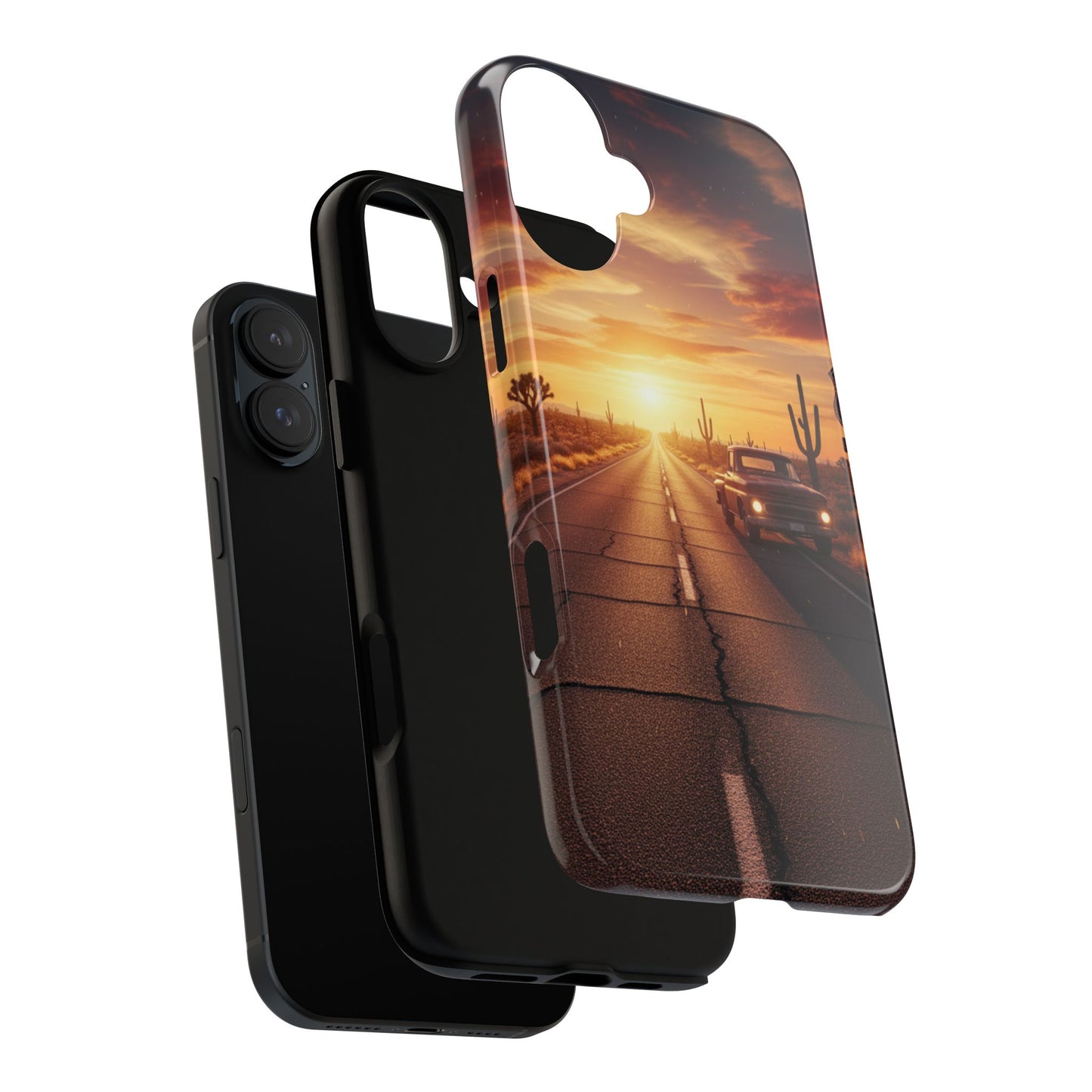 Route 66 Sunset Desert Highway Phone Case – Road Trip Travel Aesthetic Tough Case