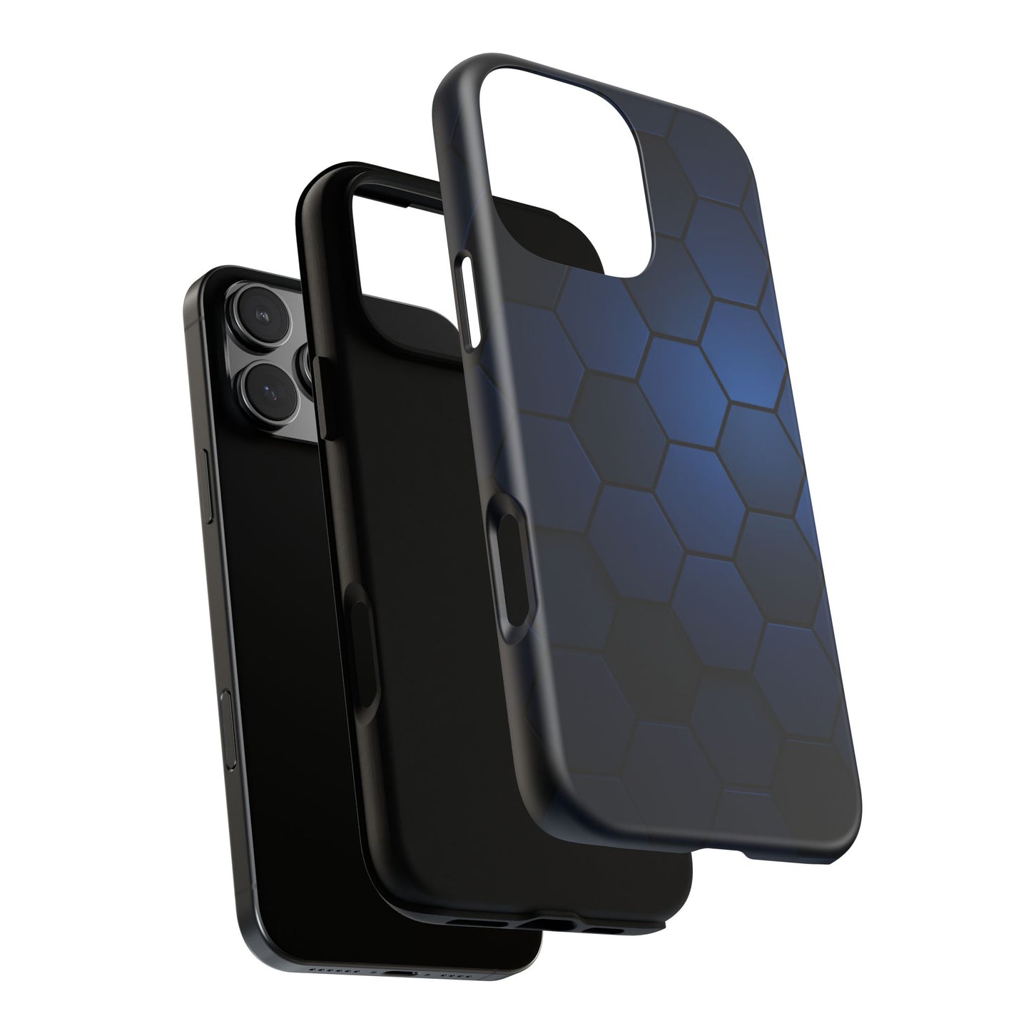 Blue Hexagon Gradient Phone Case | Modern Honeycomb Tough Protective Case