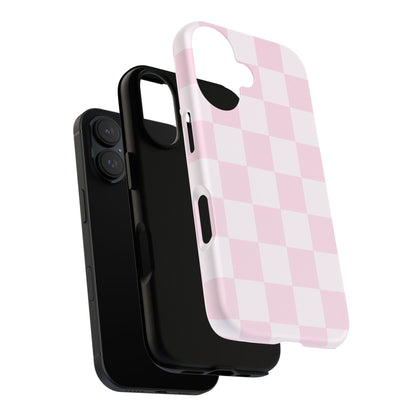 Light Pink Checkerboard Phone Case | Pastel Aesthetic Checkered iPhone & Samsung Tough Case