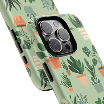 Plant Lover Phone Case | Cute Potted Plants Pattern | Botanical Aesthetic Tough Case