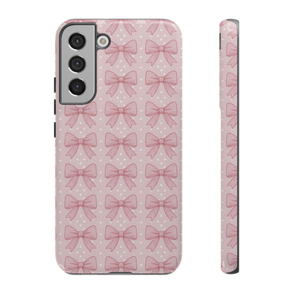 Pink Bow Pattern Phone Case – Soft Coquette Aesthetic Tough Case