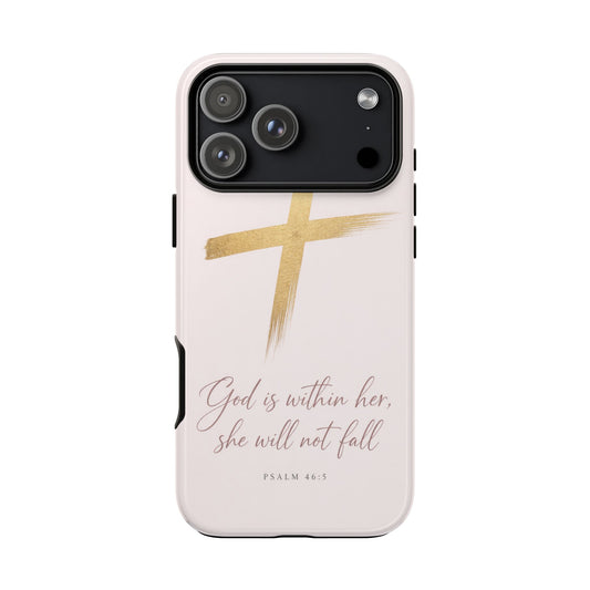 Psalm 46:5 God Is Within Her Christian Cross Phone Case Faith Gift