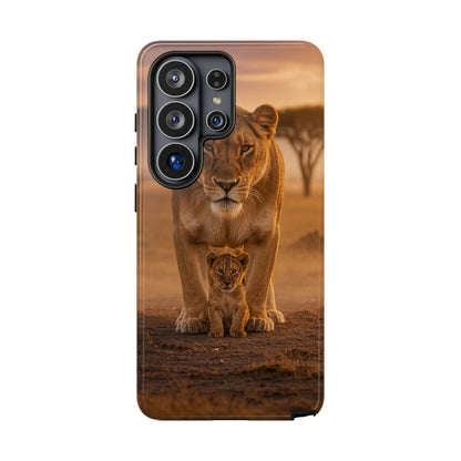 Lioness & Cub Phone Case | Safari Wildlife Tough Case for iPhone & Samsung