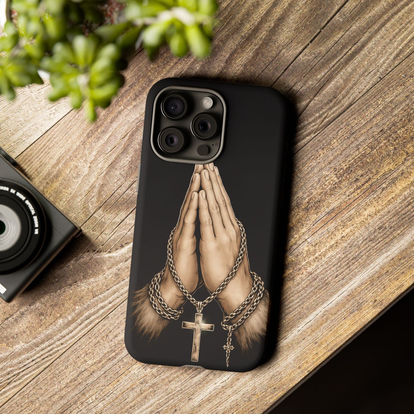 Praying Hands Cross Phone Case – Christian Faith Scripture Cover
