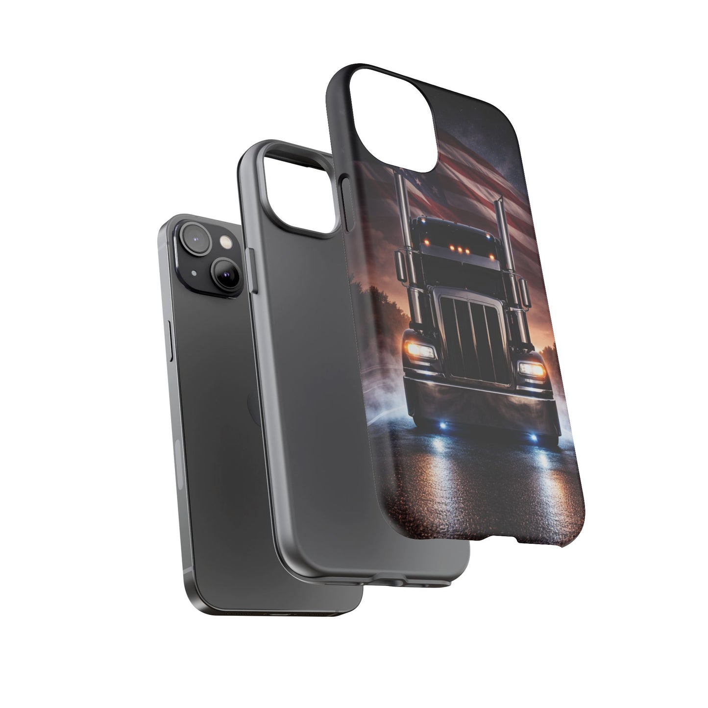 Semi Truck Phone Case American Flag Big Rig Trucker Gift iPhone Samsung